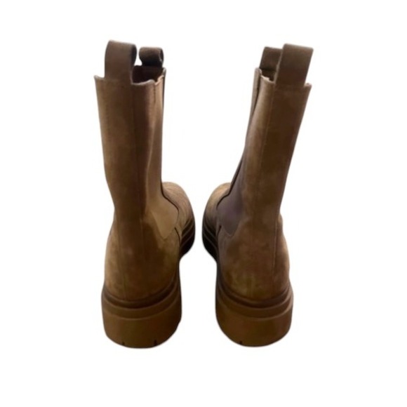 Zara‎ Suede Chelsea Boots Platform Lug Sole Ankle Booties Taupe Size 10/41 - Picture 4 of 5